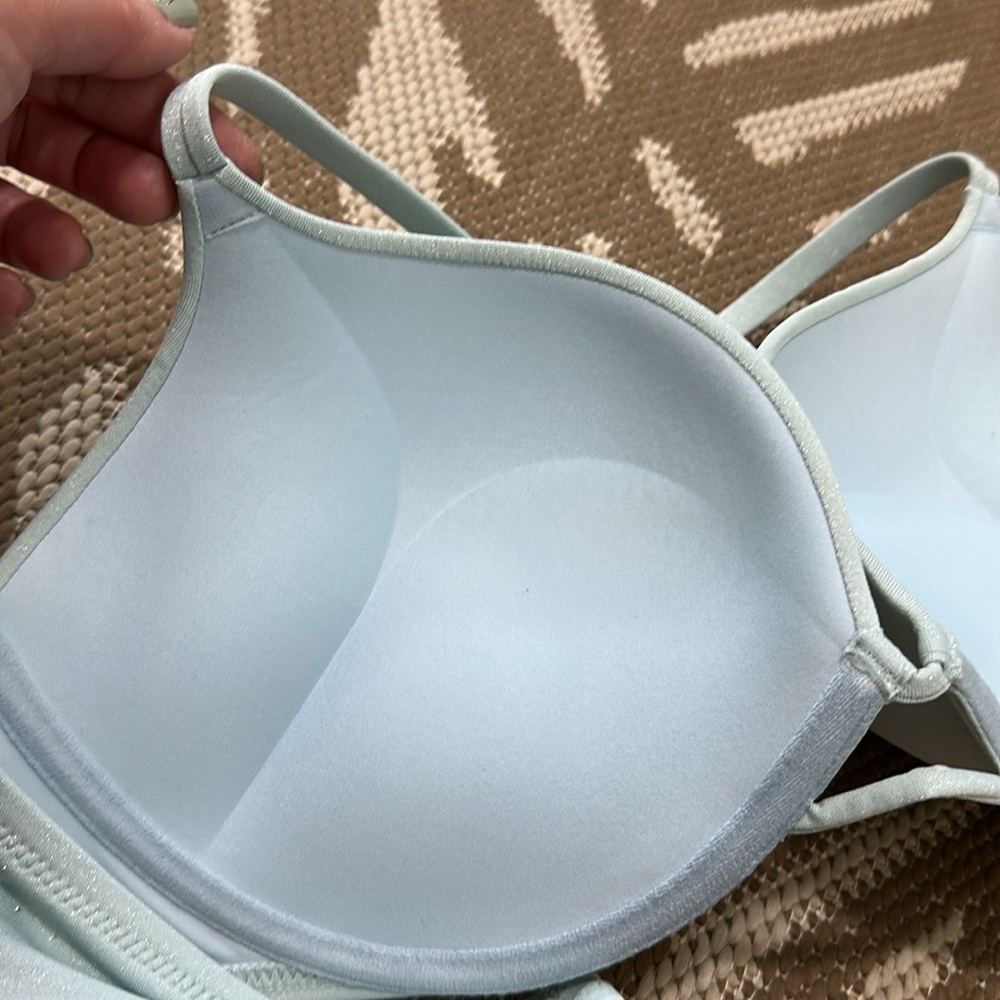 NWT Victoria's Secret Swimsuit Top 38C Blu Green Shimmer Bombshell Add‎ Two Cups - Picture 15 of 17